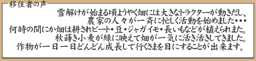 移住者の声